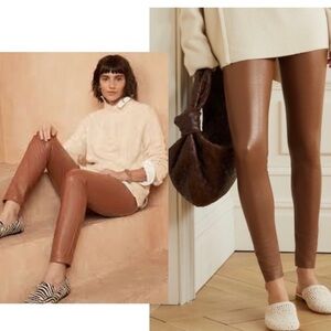 Banana Republic factory camel brown faux leather pleather high rise leggings S